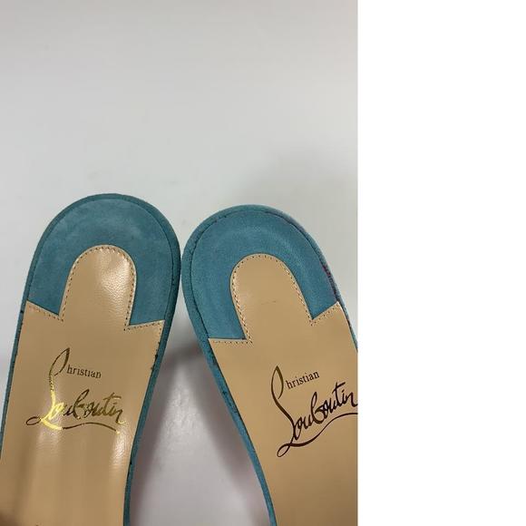 Belbrossa Noumea Aqua Blue 55mm Fringe Suede Kitten Heel Sandals D585 - Picture 5 of 12